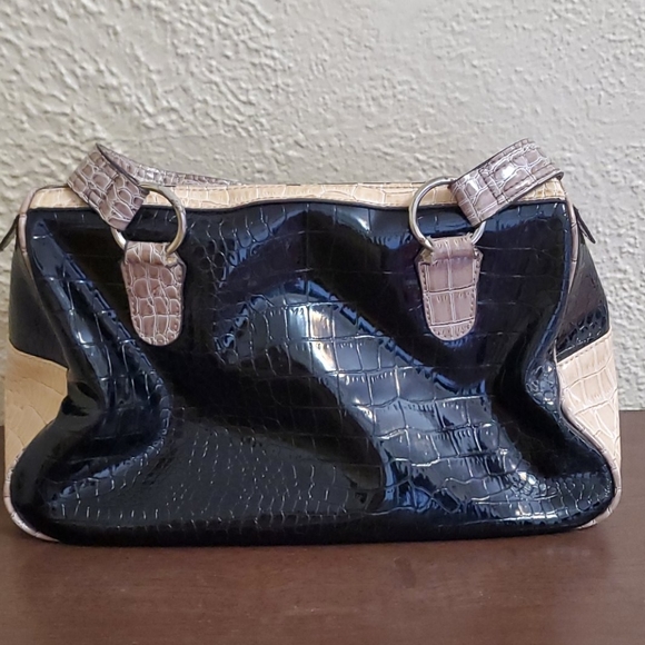 XOXO $20 Reptile Print Black and Beige Bag - Picture 3 of 4